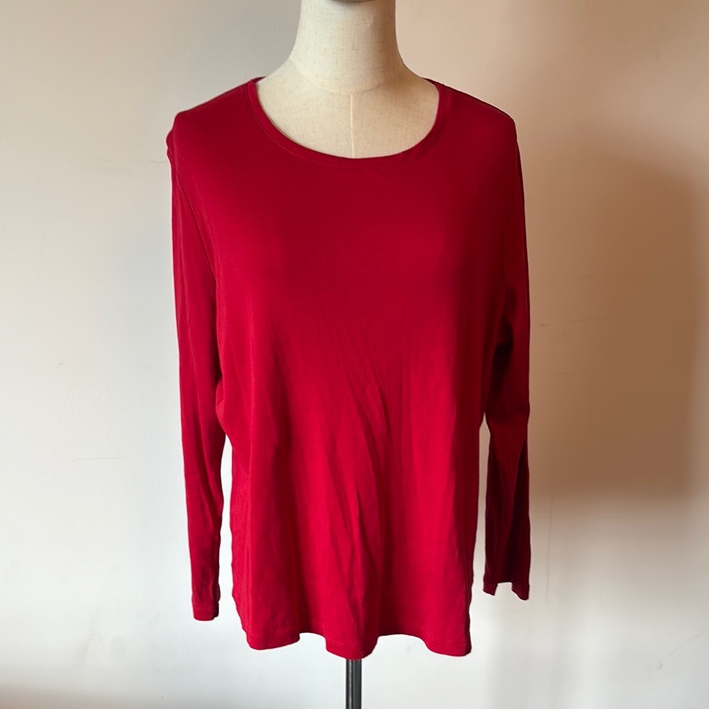 Talbots Red Relaxed Long Sleeve Tee